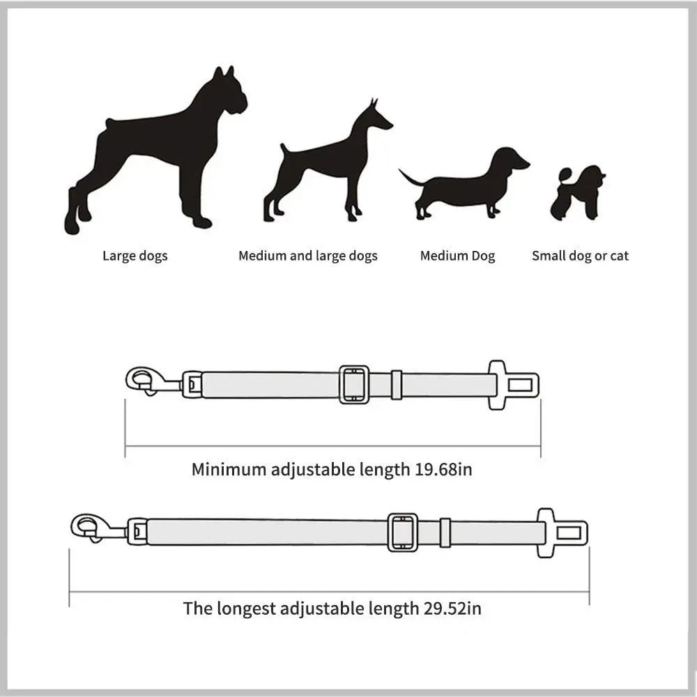 Dog Car Seat Belt – Adjustable Pet Safety Harness with Quick Release