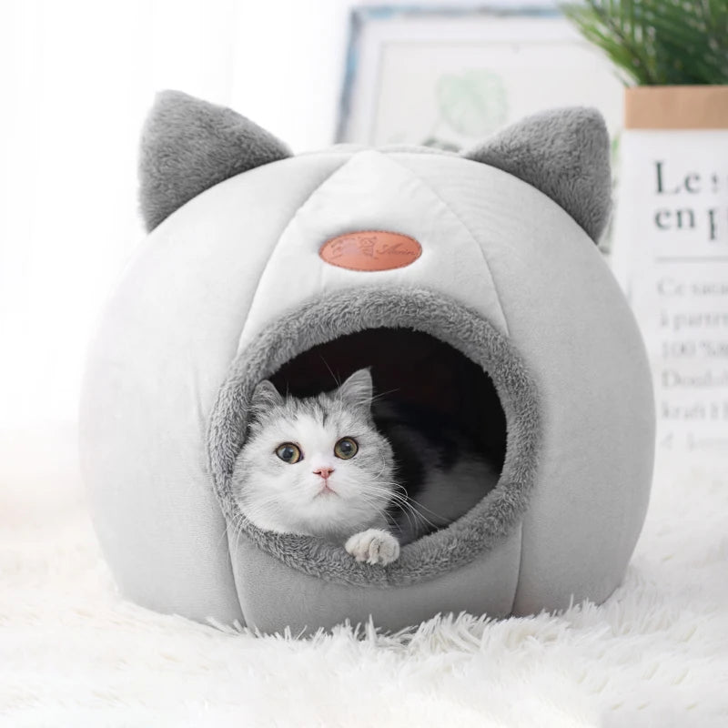 Cat Cave Bed – Cozy Covered Indoor Bed with Cushion