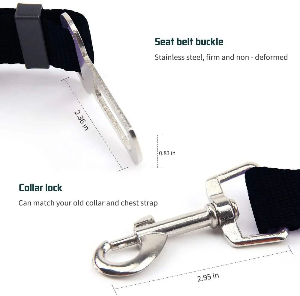 Dog Car Seat Belt – Adjustable Pet Safety Harness with Quick Release