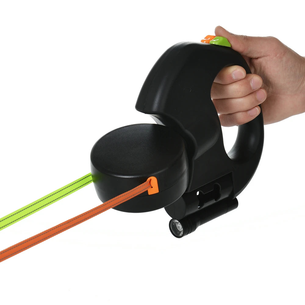 Retractable Dog Leash – 3m Reflective Double Lead with Lights