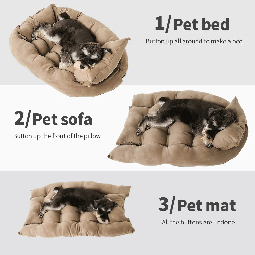 Warm Dog Sofa Bed – Thick Washable Winter Bed for Dogs & Cats