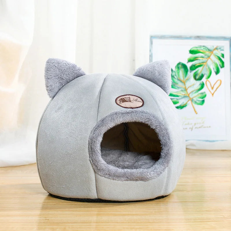 Cat Cave Bed – Cozy Covered Indoor Bed with Cushion