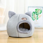 Winter Cat Bed – Cozy Cave House with Removable Cushion