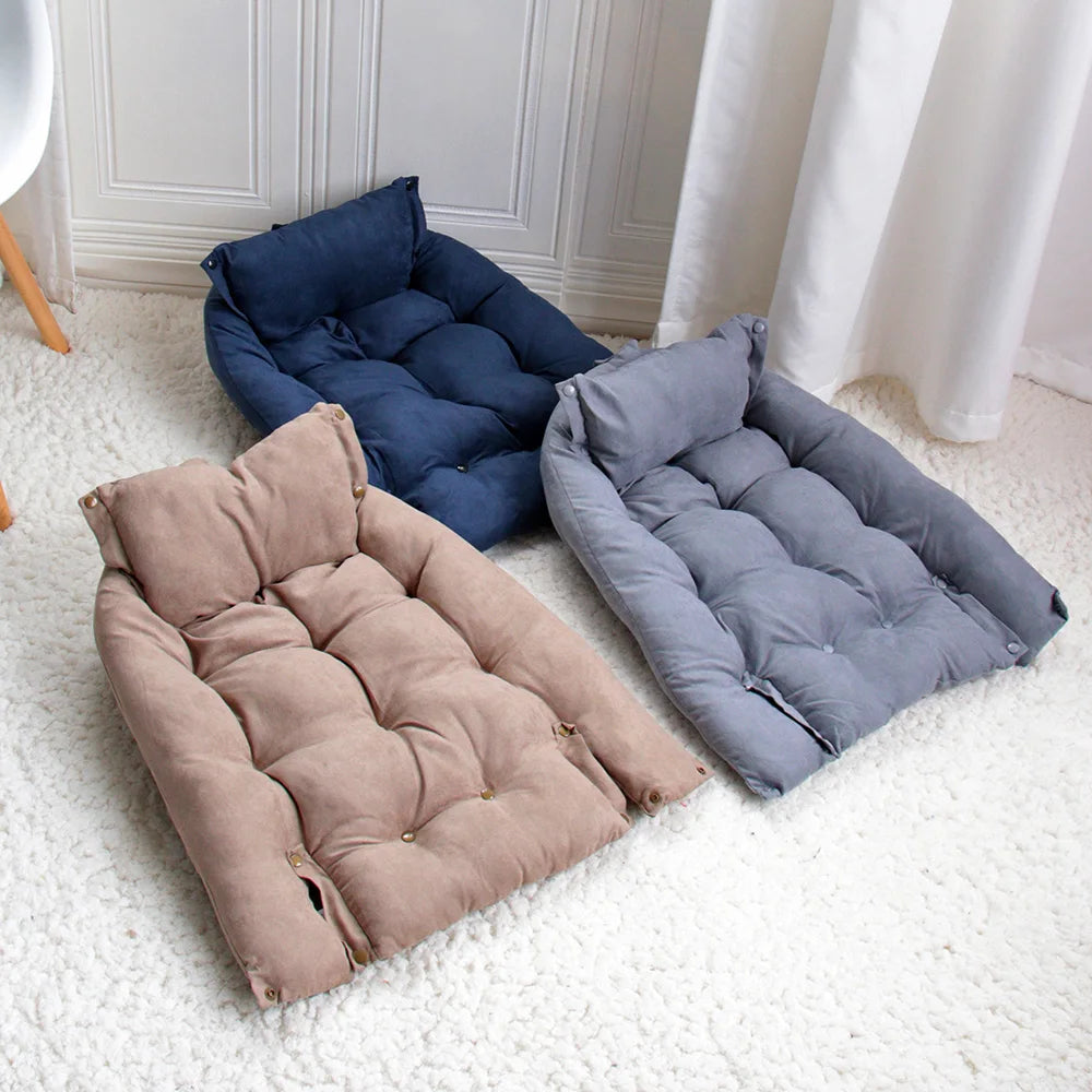 Warm Dog Sofa Bed – Thick Washable Winter Bed for Dogs & Cats