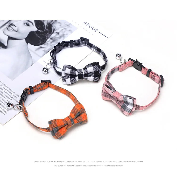 Breakaway Cat Collar – Plaid Bow Tie with Bell