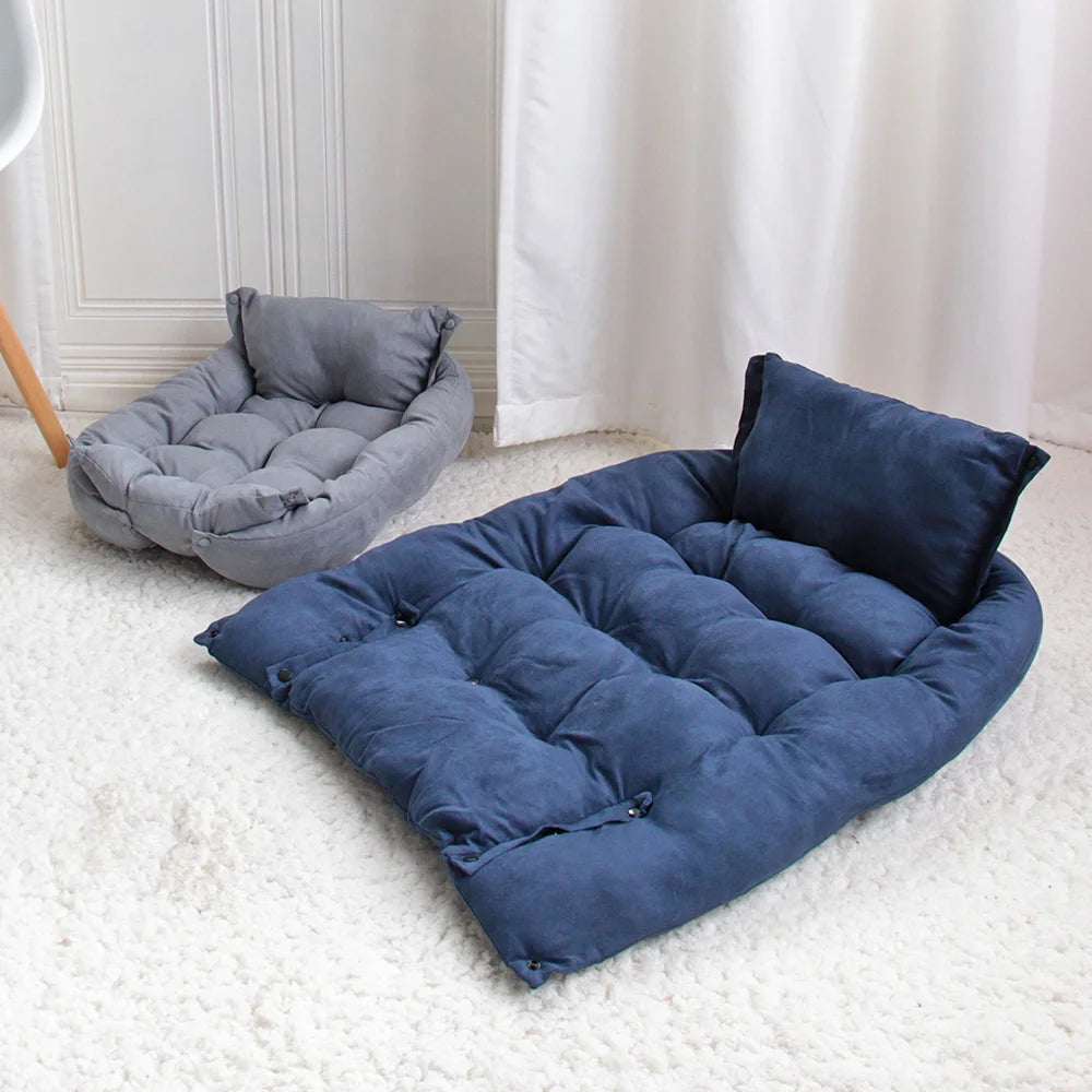 Warm Dog Sofa Bed – Thick Washable Winter Bed for Dogs & Cats