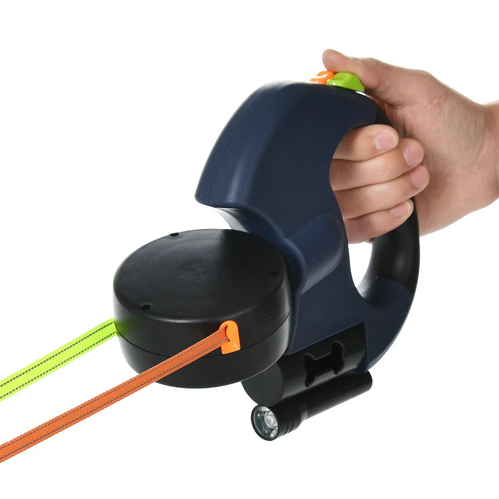 Retractable Dog Leash – 3m Reflective Double Lead with Lights