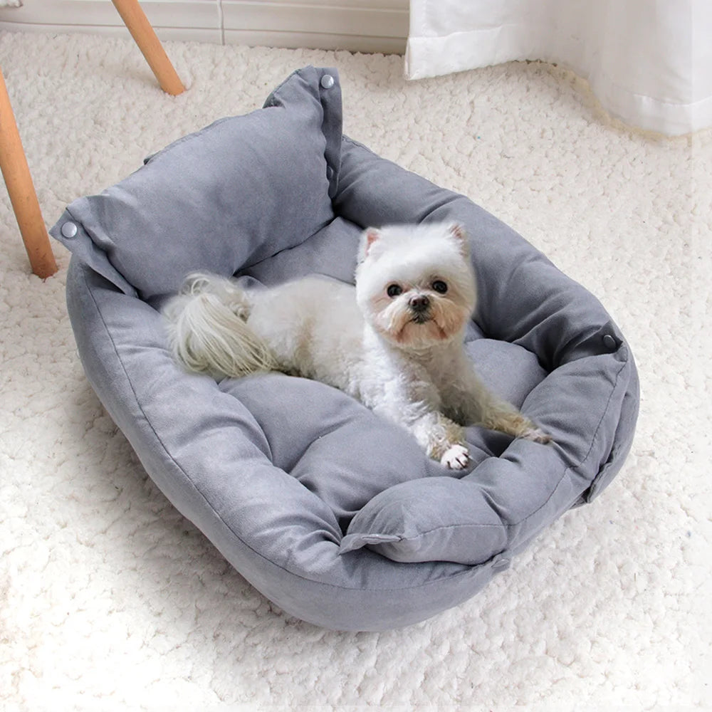 Warm Dog Sofa Bed – Thick Washable Winter Bed for Dogs & Cats