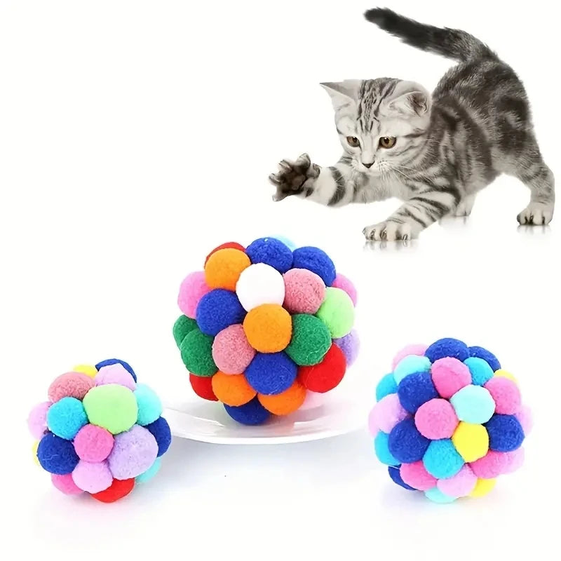 Cat Ball Toy Set – Plush, Woolen & Bell Balls for Cats