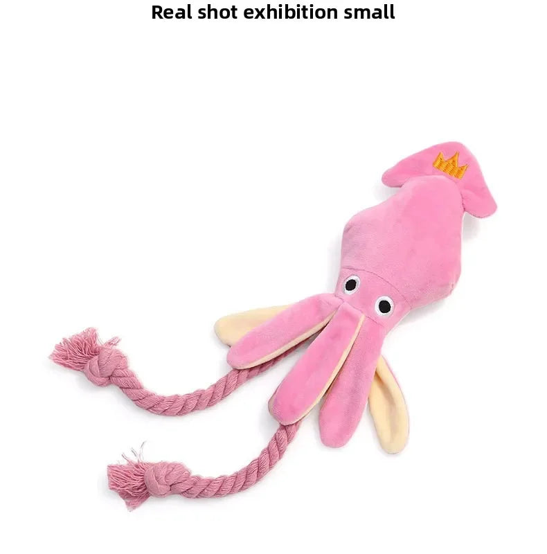 Plush Rope Dog Toy – Squeaky Octopus Tug & Chew Toy