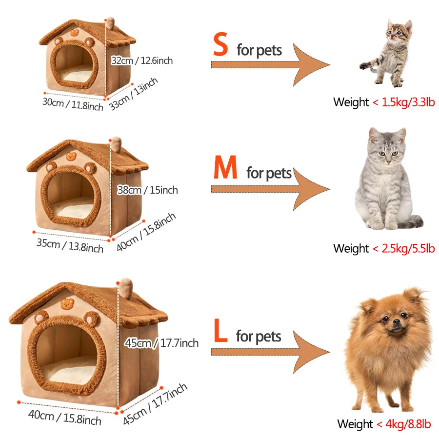 Foldable Cat House – Washable Cave Bed for Cats & Small Dogs