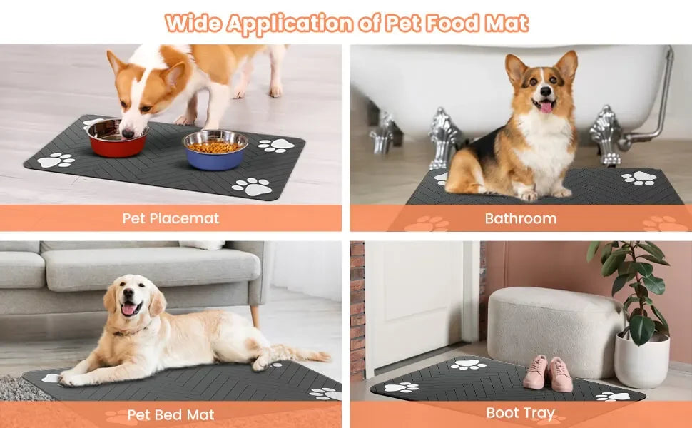 Pet Feeding Mat, Absorbent Waterproof Bowl Mat for Dogs & Cats