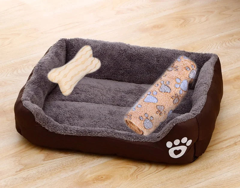 Large Dog Bed – Warm Square Pet Nest for Dogs & Cats