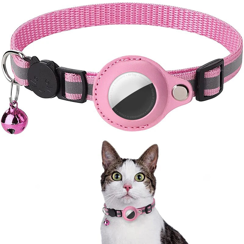 AirTag Cat Collar with Reflective Holder, Bell & Adjustable Fit