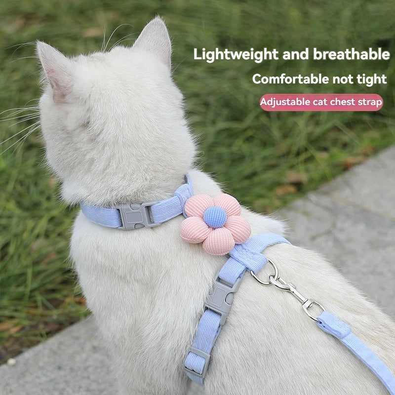 Cat Harness and Leash Set Adjustable Breathable Kitten Harness