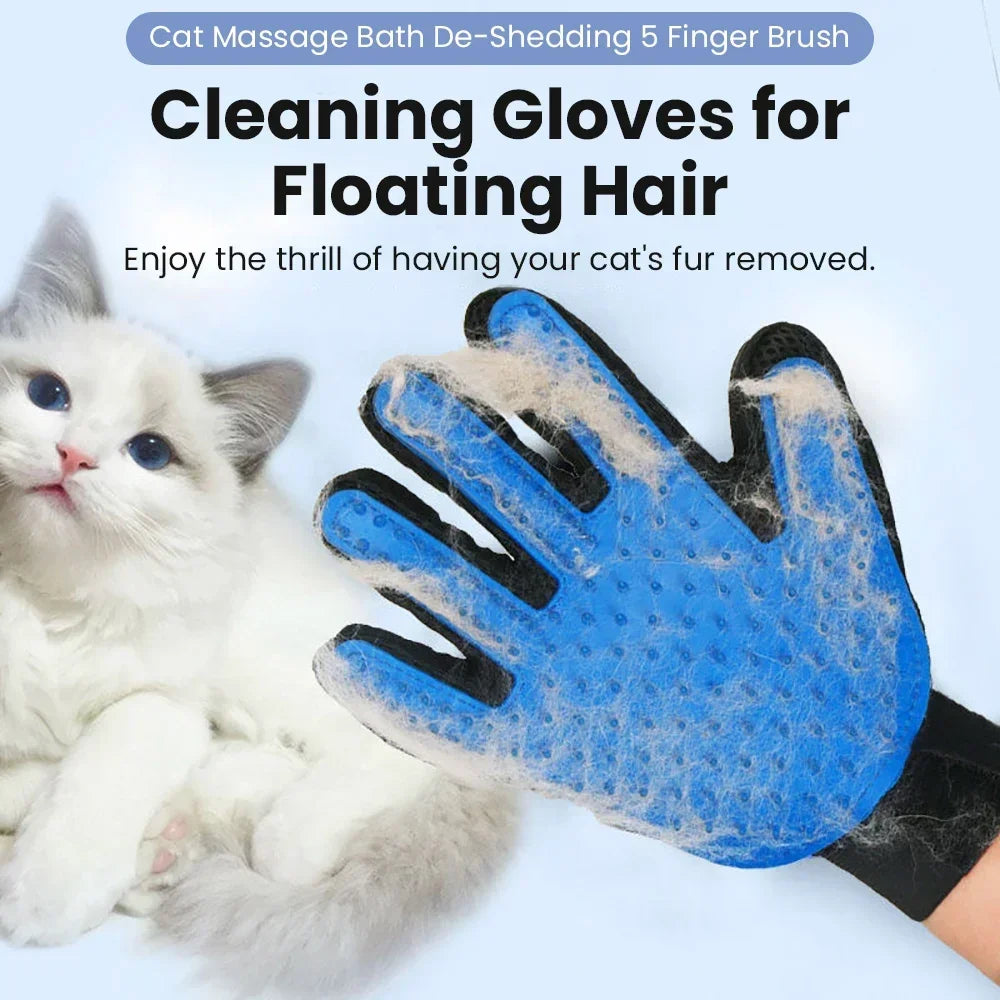 Cat Grooming Glove, Pet Hair Removal & Massage Brush for Cats and Dogs