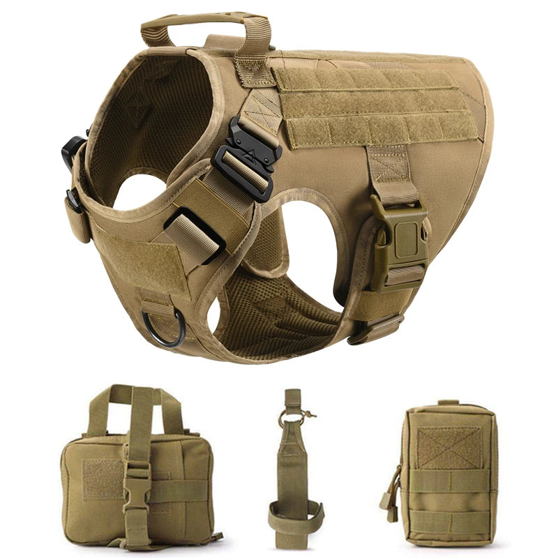 Tactical Dog Harness – 1000D Nylon Vest With Leash Set