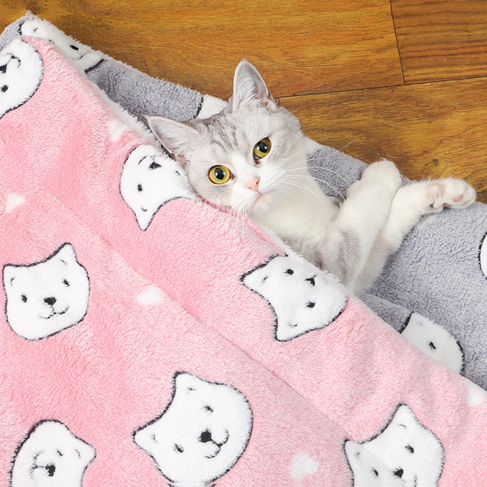 Cat Sleeping Mat – Soft Plush Winter Bed for Cats & Small Dogs