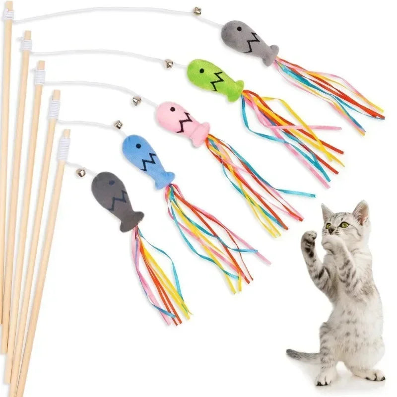 Cat Wand Toy with Bell & Catnip – Interactive Teaser for Indoor Cats