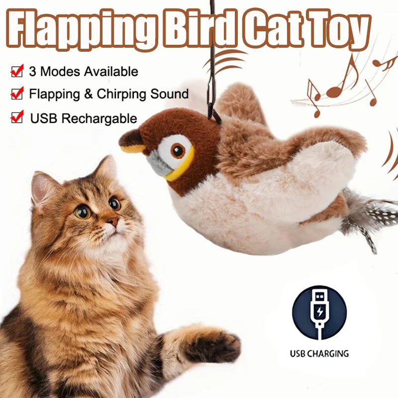 Interactive Flapping Bird Cat Toy – Rechargeable Catnip Plush