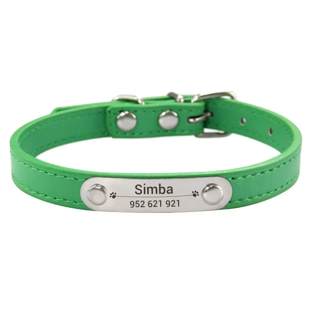 Personalized Dog Collar – Engraved Leather Pet ID Collar