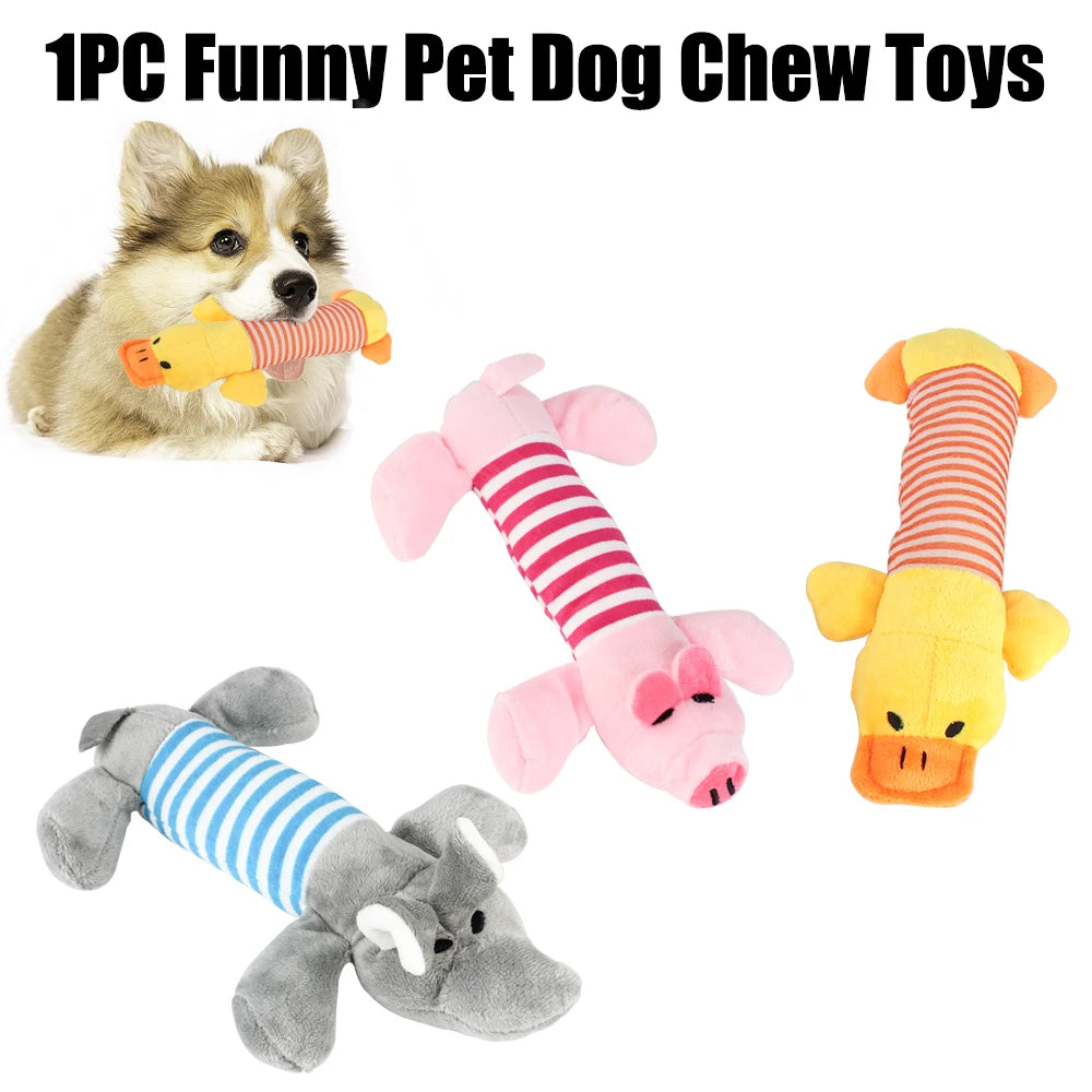 Squeaky Dog Toy Plush Elephant Duck Pig Interactive Toy