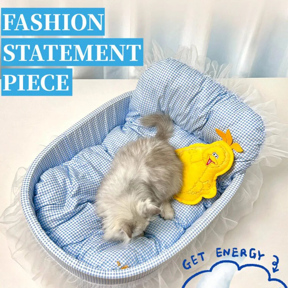 Cat Sofa Bed – Plush Oval Pet Bed for Cats & Small Dogs