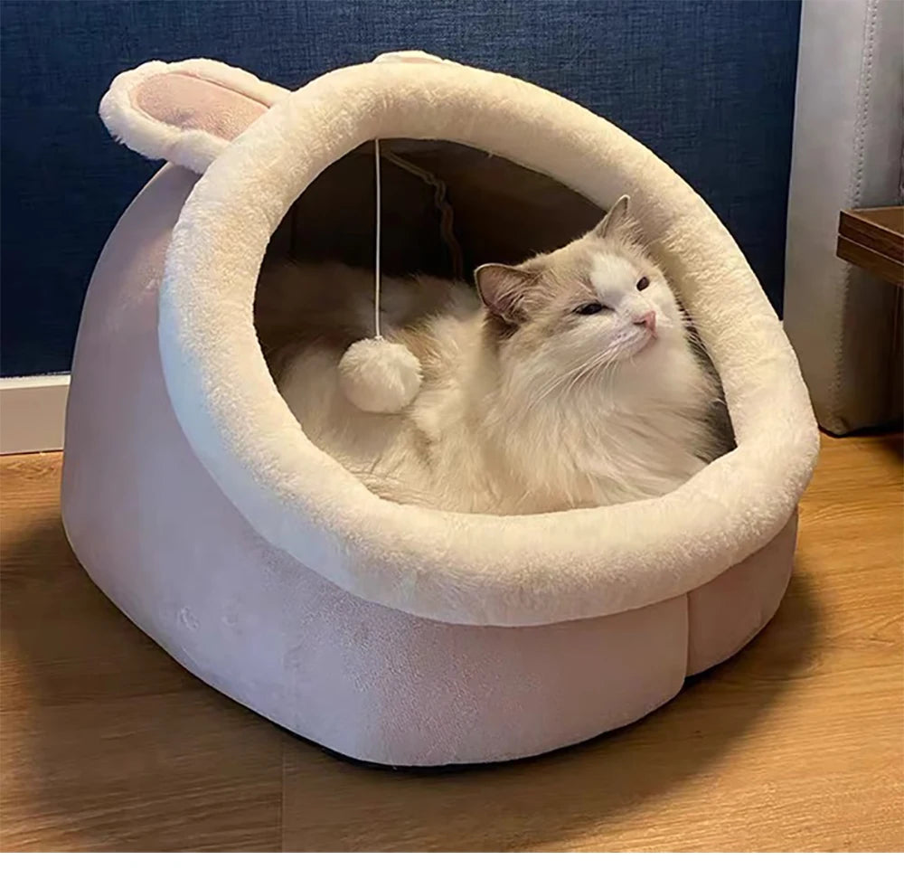 Enclosed Cat Bed, Foldable Washable Sleeping Cave for Small Pets
