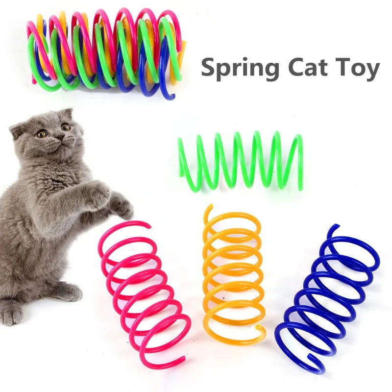 Cat Spring Toy – Colorful Interactive Plastic Cat Toy