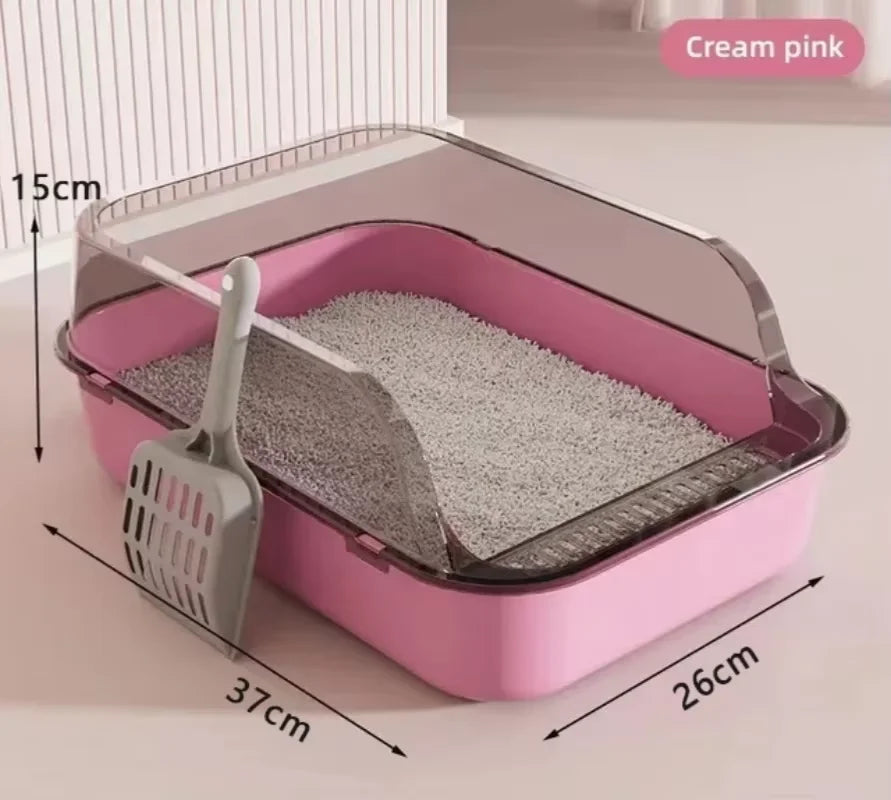 Enclosed Cat Litter Box – High-Sided Splashproof Tray