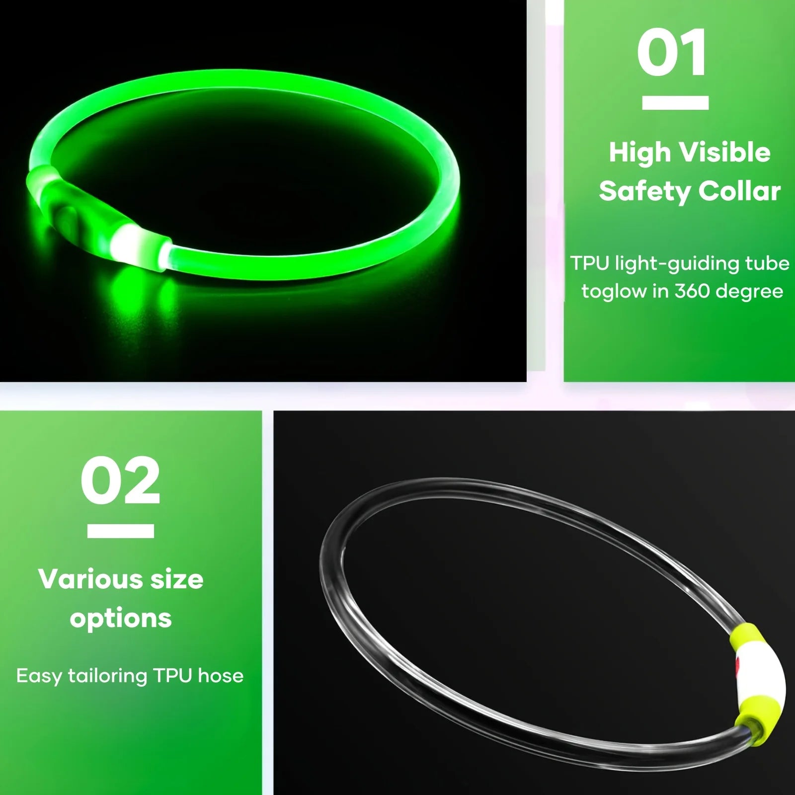 LED Dog Collar – USB Rechargeable Light-Up Reflective Collar