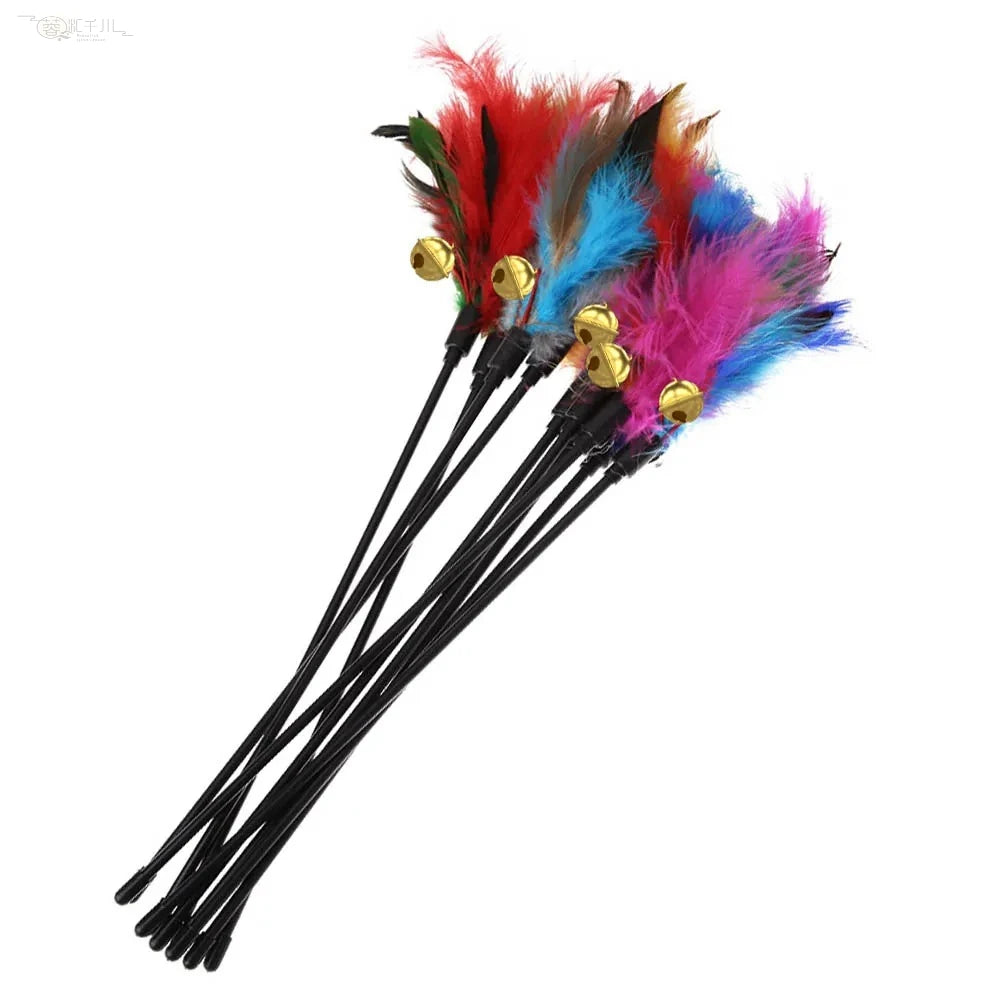 Feather Cat Wand Toy – 5-Piece Interactive Cat Teaser Set