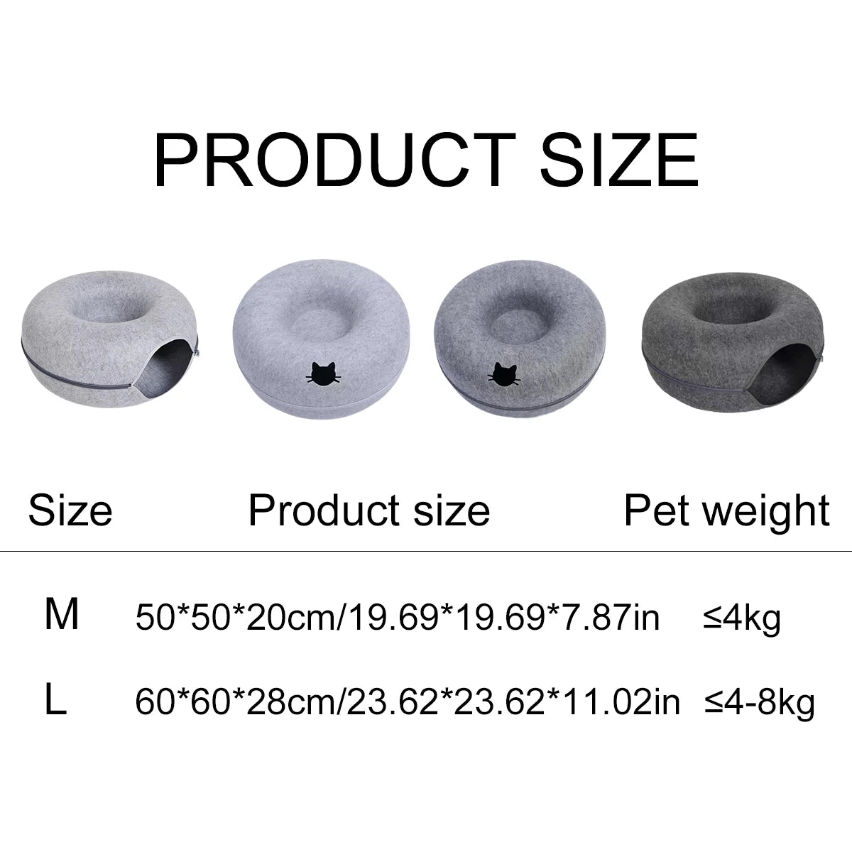 Cat Tunnel Bed – Felt Donut Nest & Sleeping House