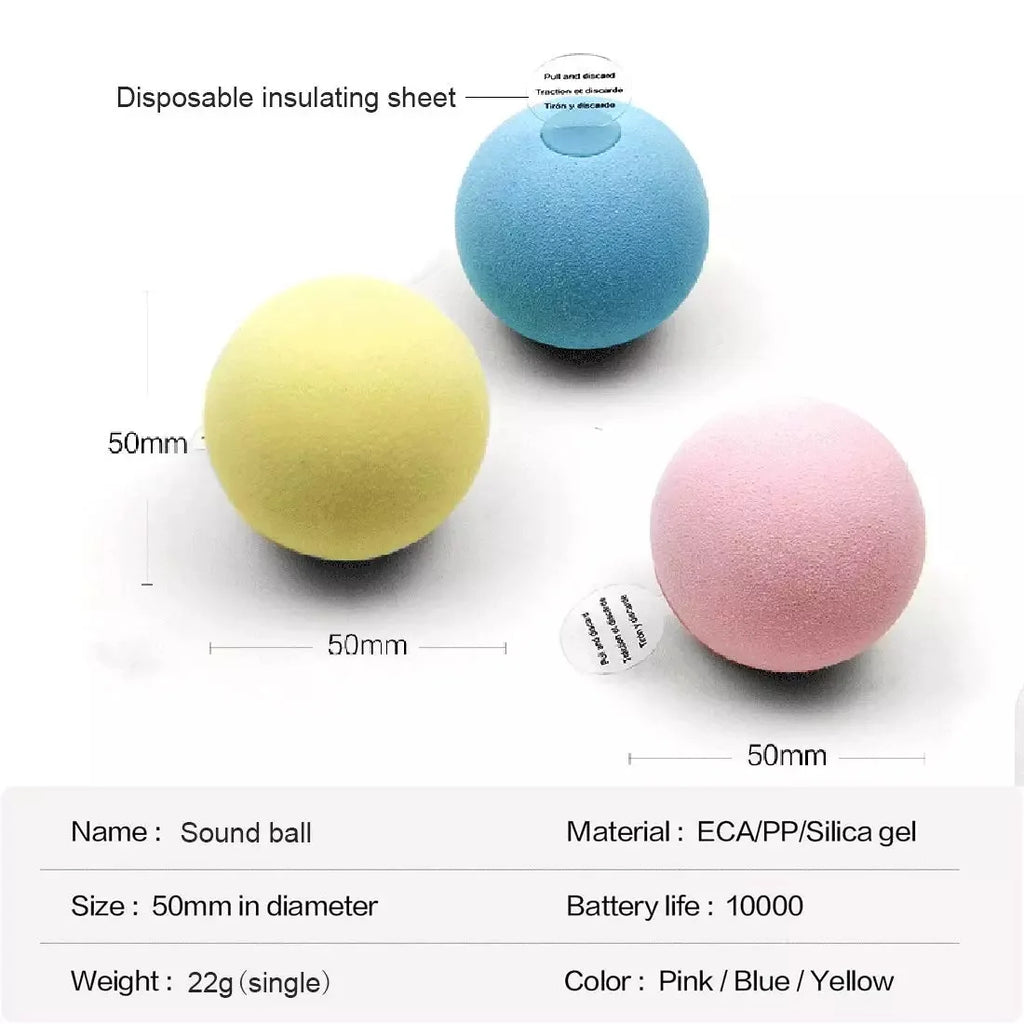 Interactive Cat Ball Toy with Touch Sounds and Catnip Compartment