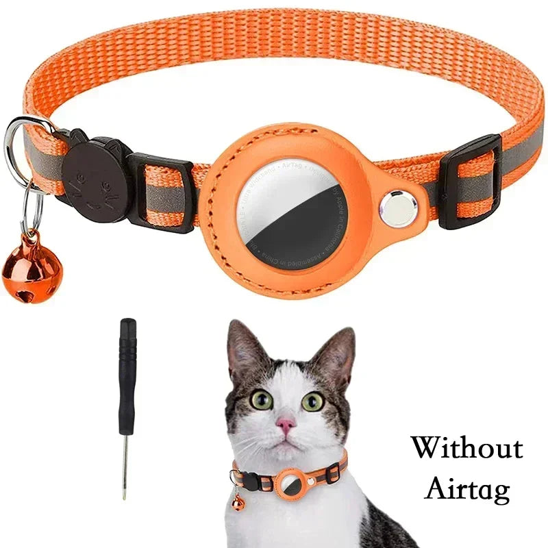AirTag Cat Collar with Reflective Holder, Bell & Adjustable Fit