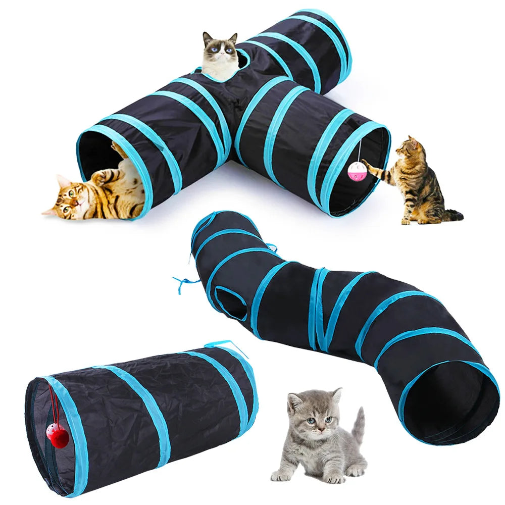 Cat Tunnel Toy – Foldable S-Shape Interactive Tunnel for Indoor Cats