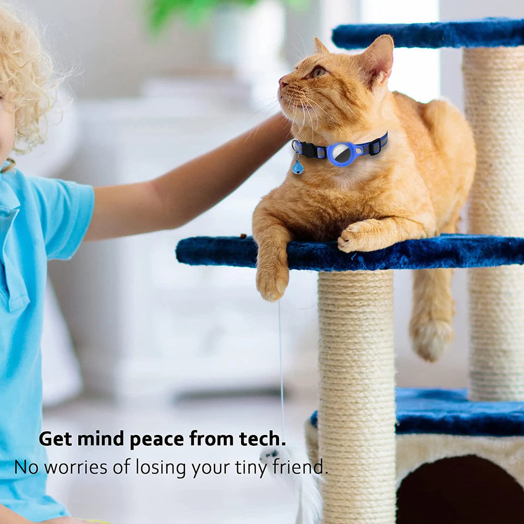 AirTag Cat Collar with Reflective Holder, Bell & Adjustable Fit