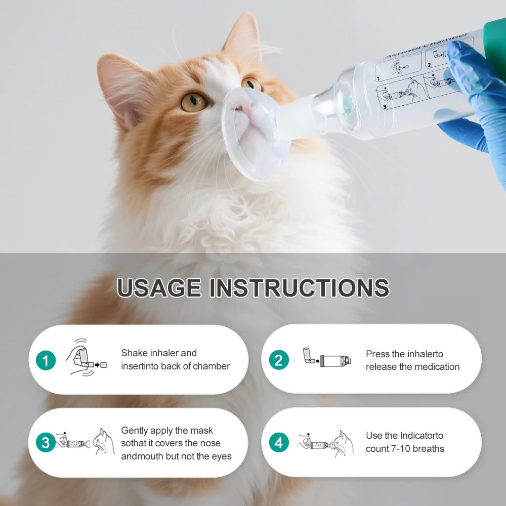 Cat Inhaler Spacer Aerosol Chamber with Silicone Masks