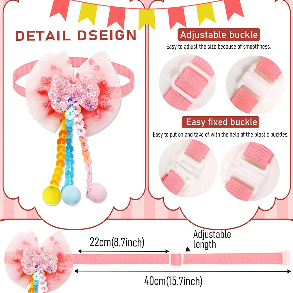 Pet Bow Collar Adjustable Lace Dog & Cat Necktie Set