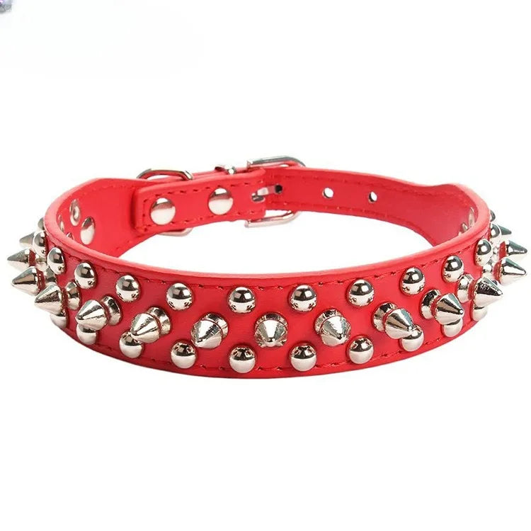 Leather Dog Collar Adjustable PU Neck Strap with Buckle