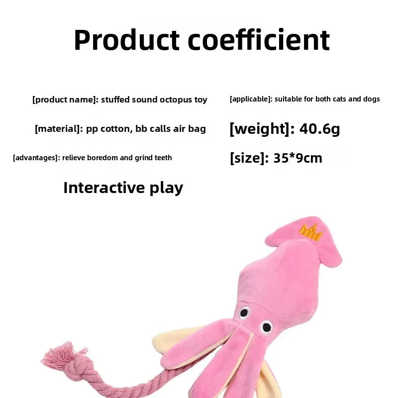 Plush Rope Dog Toy – Squeaky Octopus Tug & Chew Toy