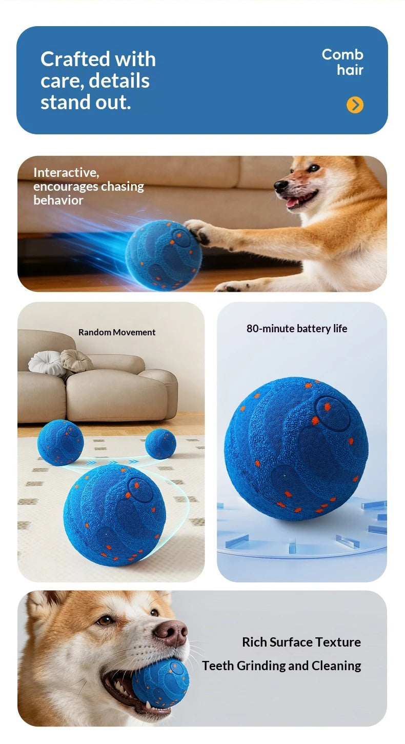 Interactive Dog Toy Automatic Moving Rechargeable Chew Ball