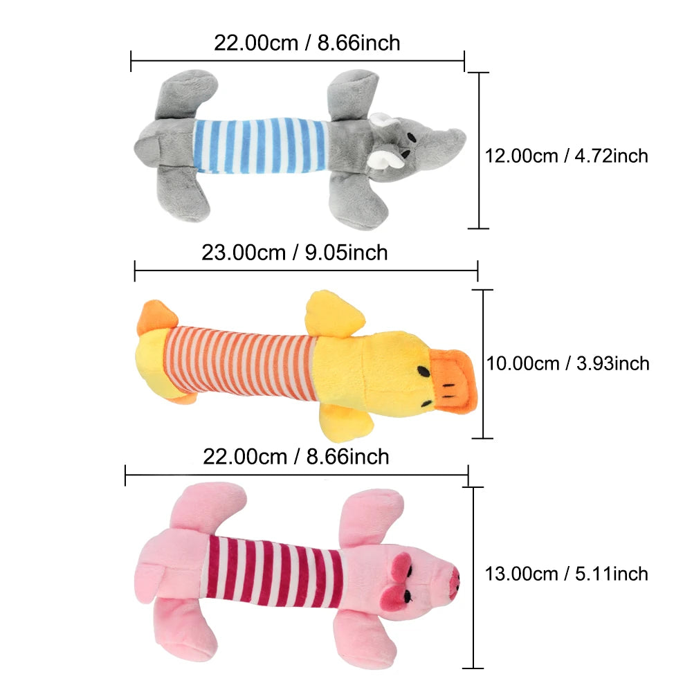 Squeaky Dog Toy Plush Elephant Duck Pig Interactive Toy