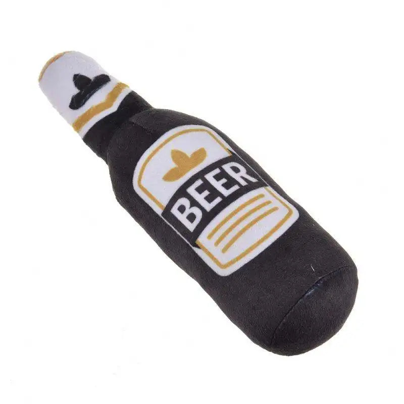 Plush Squeaky Dog Toy – Bottle-Shaped Interactive Chew Toy