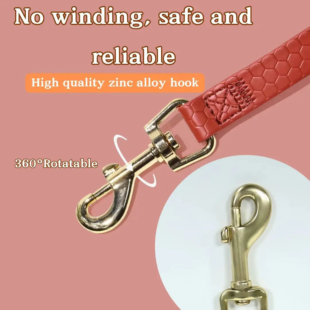 PVC Dog Leash – Waterproof Honeycomb Texture with Quick-Release Buckle
