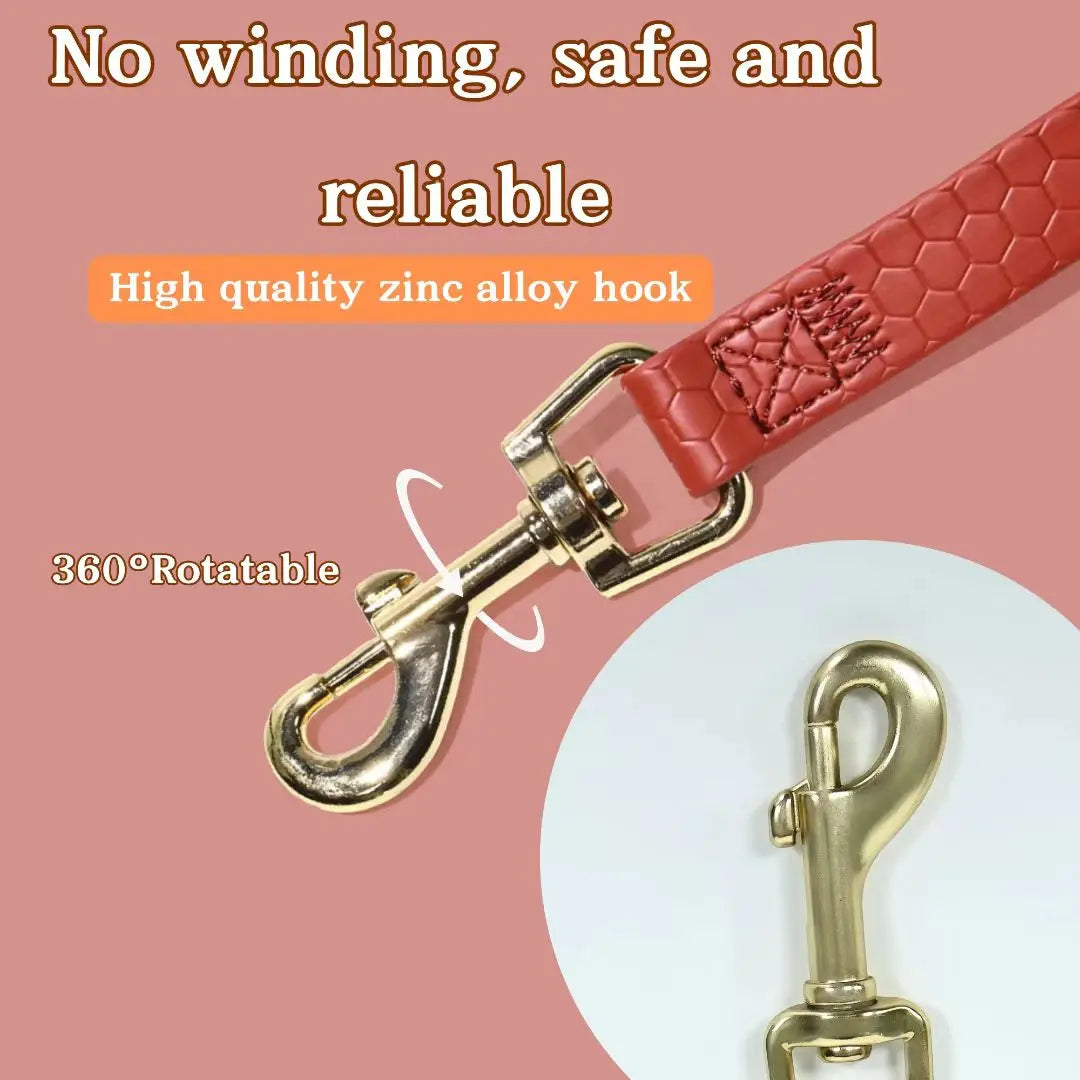 PVC Dog Leash – Waterproof Honeycomb Texture with Quick-Release Buckle