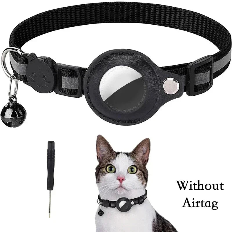 AirTag Cat Collar with Reflective Holder, Bell & Adjustable Fit