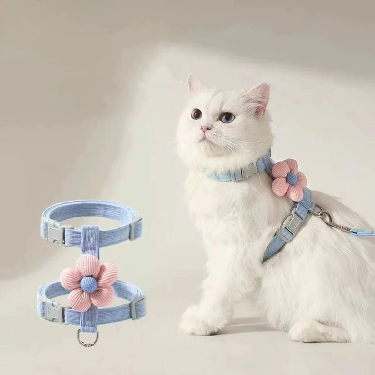 Cat Harness and Leash Set Adjustable Breathable Kitten Harness