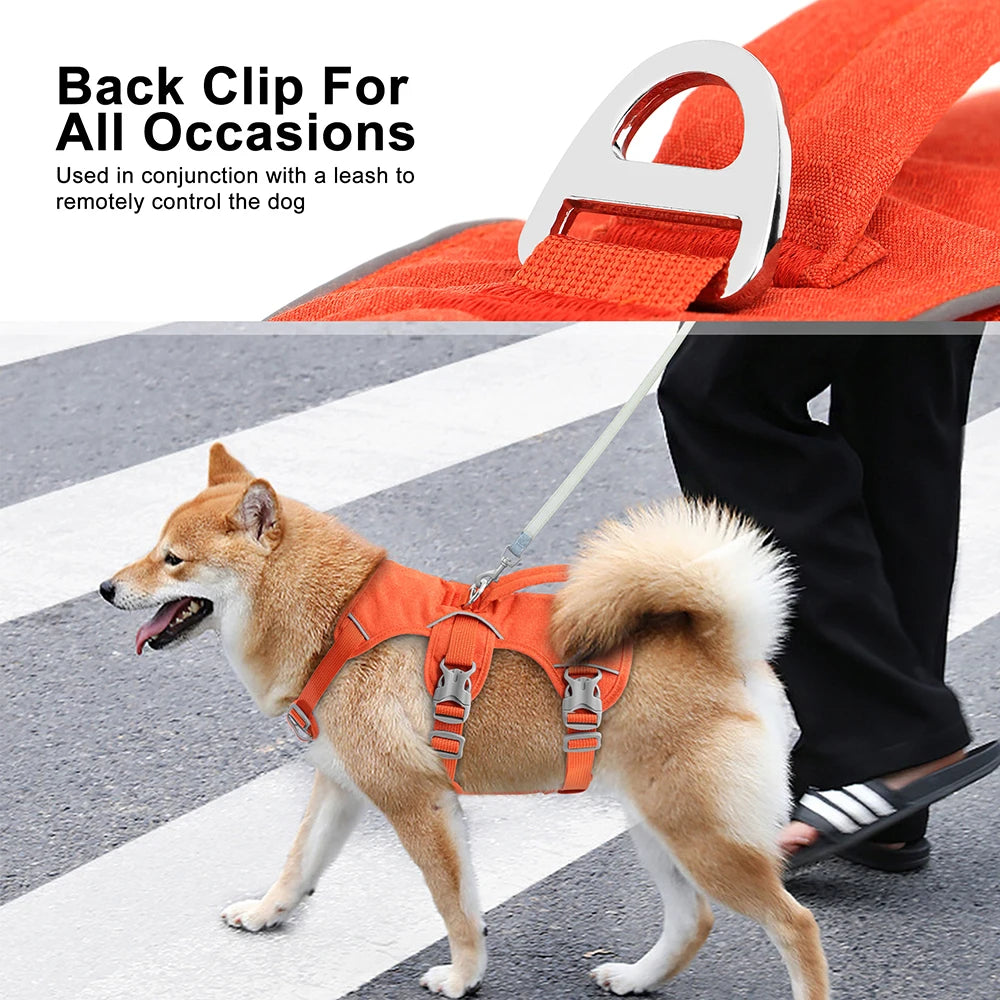 Reflective Dog Harness, Adjustable Nylon Vest with Handle
