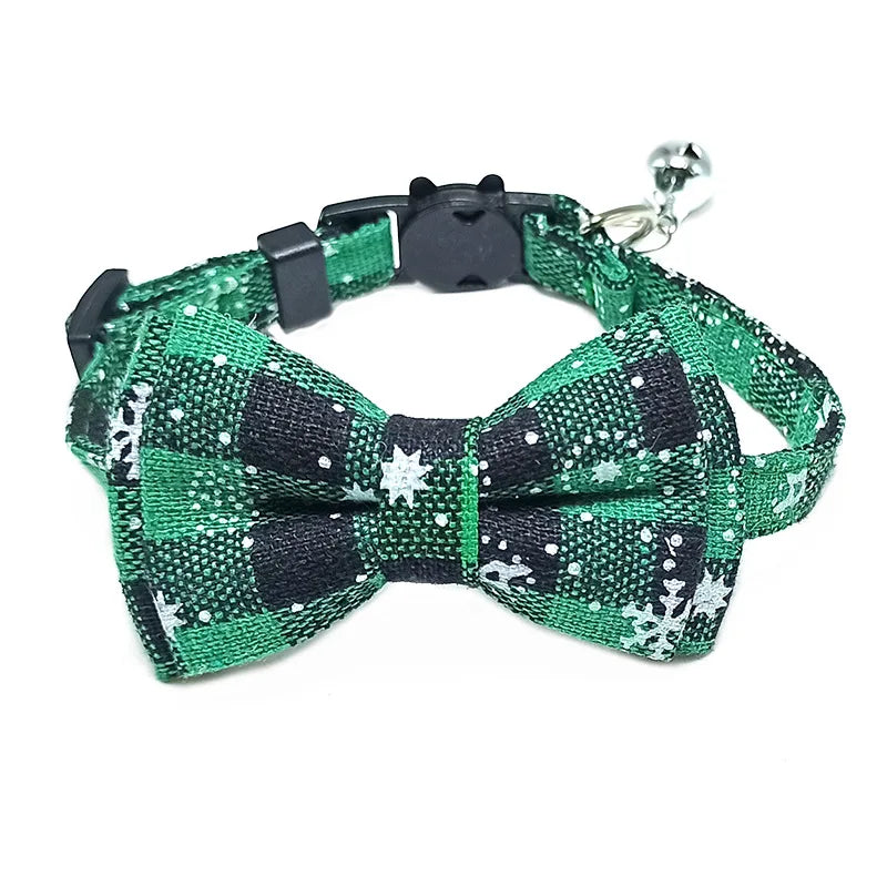Breakaway Cat Collar with Bell – Plaid Bow Tie Adjustable Collar